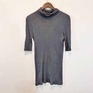 Michael Stars Minimalist Y2K Mock Neck Ribbed Knit Dress One Size USA